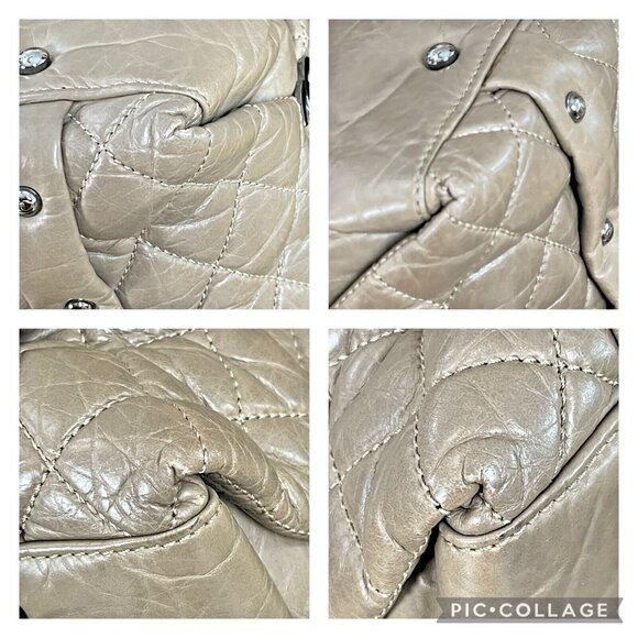 CHANEL Lady Braid Taupe Tan Chain Bowler Bag Quilted Boston Leather CC Auth - Picture 15 of 16